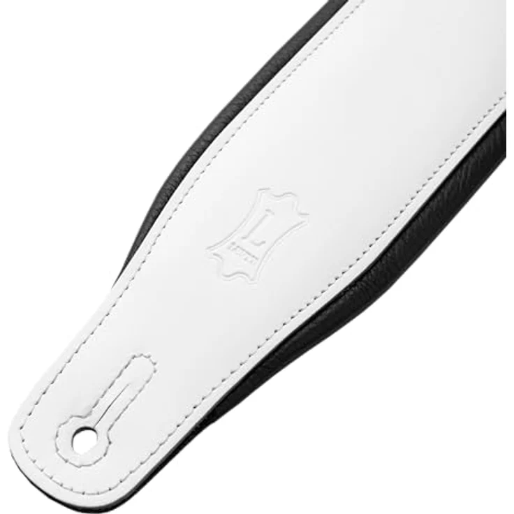 Levys Amped Leather 3" Gitarrengurt, gepolstert aus Vollnarbenleder, Weiß/Schwarz, verstellbar von 94 cm bis 130 cm – Bild 8