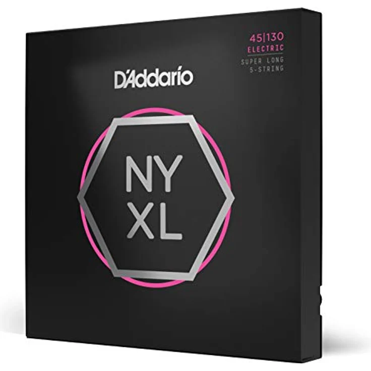 D'Addario E-Bass Gitarrensaiten NYXL45130SL, 5-saitig, extralange Mensur 45–130, vernickelter Stahl, hervorragende Tuning-Stabilität, Made in USA – Bild 1