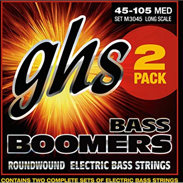 GHS Bass Boomers M3045, Bass Saiten Set, 4-String, Medium Gauge .045-.105, 2-Pack mit luftdichtem Frischpack – Bild 1