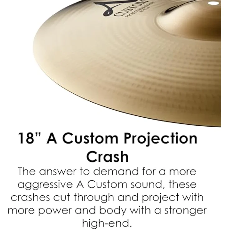 Zildjian A Custom Series - 18 Zoll Projection Crash Cymbal - Brilliant finish, mittleres dünnes Gewicht, kraftvoller Ton – Bild 3