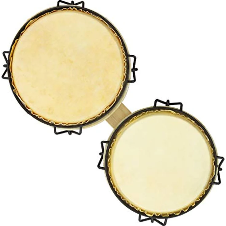 World Rhythm TIGER bon14-st Bongo Drums, 6 und 7 Zoll mit Rohleder-Trommelfell in auffallendem Rot und Eiche Natur, ideal für Schulen und Percussion-Gruppen – Bild 4