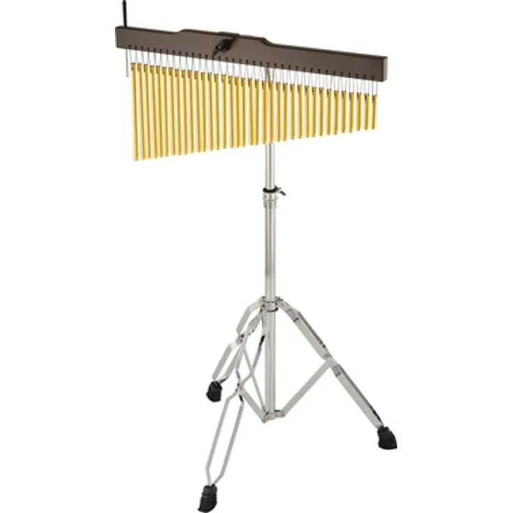 Millenium Solid Bar Chimes Brass, Aluminiumstäbe mit goldenem Finish und doppelstrebigem Stand mit gebogenem Hals