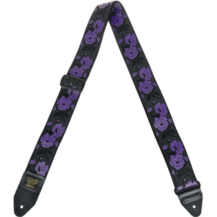 Ernie Ball Lavender Rose Jacquard Gitarrengurt, verstellbar von 104 bis 182 cm, Polypropylen mit Lederenden und goldfarbenem Logo – Bild 1