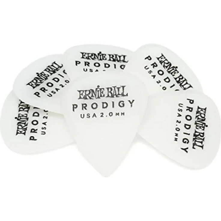 Ernie Ball Prodigy Picks, 6er Pack, 2 mm Stärke, Standardgröße, Weiß matt – Bild 2