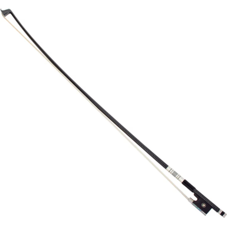 Roth & Junius RJB Carbon Violin Bow 1/2 BK, Violinbogen mit Ebenholzfrosch, Pariser Auge aus Abalone und Naturhaarbezug, schwarze gemusterte Carbonstange