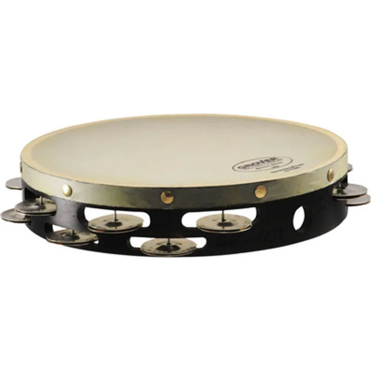 Grover Pro Percussion T2/GS-X Tambourine, 10" doppelreihig mit German Silver Schellen, synthetisches Fell, massiver Hartholzkorpus, inkl. Tasche