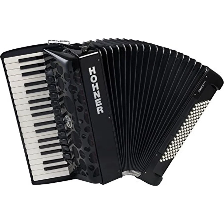Hohner Amica Forte IV 96 BK silent, Piano-Akkordeon mit 96 Bässen, 37 Diskanttasten, 4 Chören im Diskant, schwarz – Bild 1