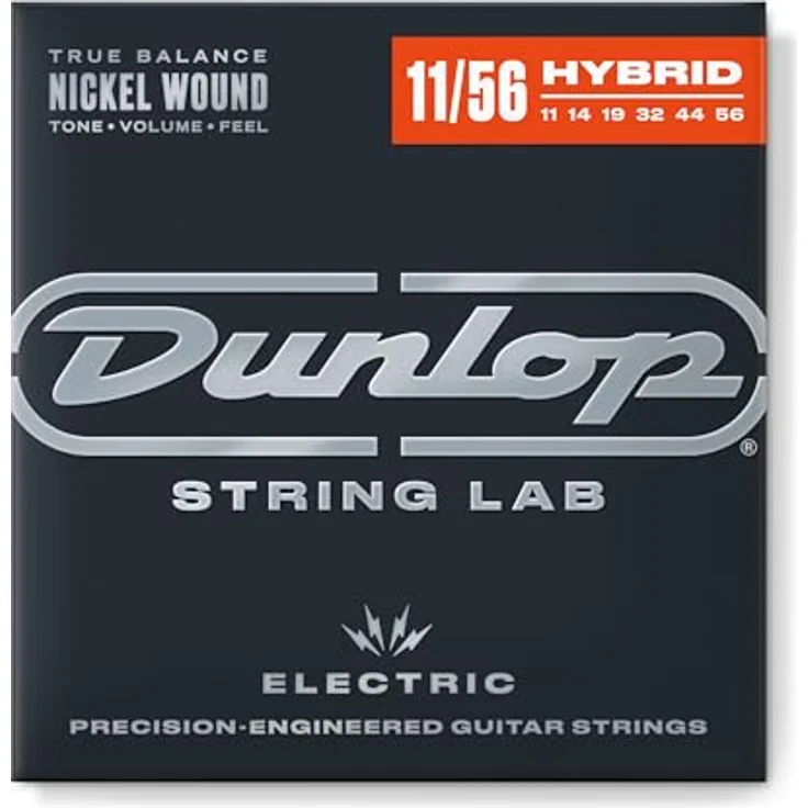 Dunlop DEN1156 Gitarrensaiten für elektrische Gitarre, vernickelter Stahl 11-56, innovative Hybrid-Wickeltechniken, VCI-Fresh-Technologie Beutel – Bild 1