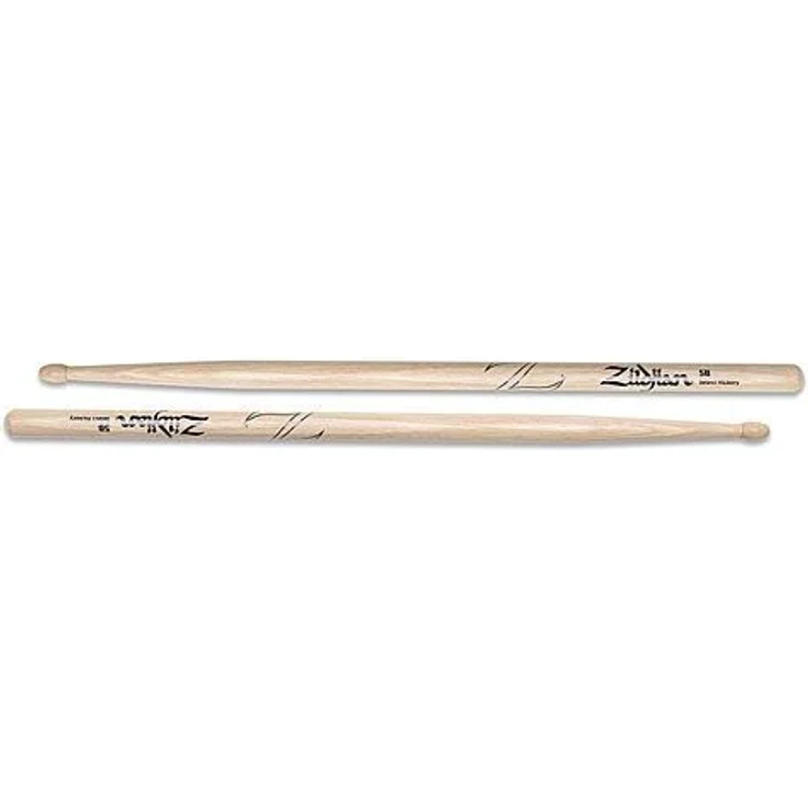 Zildjian 5B Hickory Drumsticks, Holzspitzen, Länge 406 mm, Durchmesser 15,1 mm, natürliche Holzfarbe – Bild 2