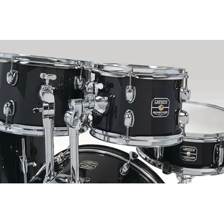 Gretsch Drums Renegade 22" Black Mist, Schlagzeug-Set mit Pappelholz-Kessel und Chrom-Hardware, inkl. 22"x16" Bass Drum, 14"x5" Snare, 16"x14" Floor Tom und 10"x7" & 12"x8" Toms, mit kompletem Zubehör – Bild 5