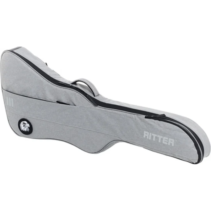 Ritter Carouge Explorer Guitar EGR, gepolsterte Tasche für Explorer Gitarre, elephant grey, 23 mm Polsterung, 2 Zubehörtaschen, reflektierende Streifen, gepolsterte Rucksackgurte