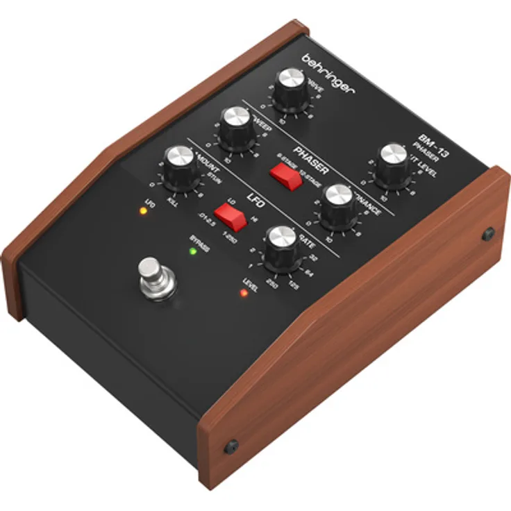 Behringer BM-13 Phaser, Vintage E-Gitarren Effektpedal mit 12-stufiger Modulation und Rückkopplungssteuerung