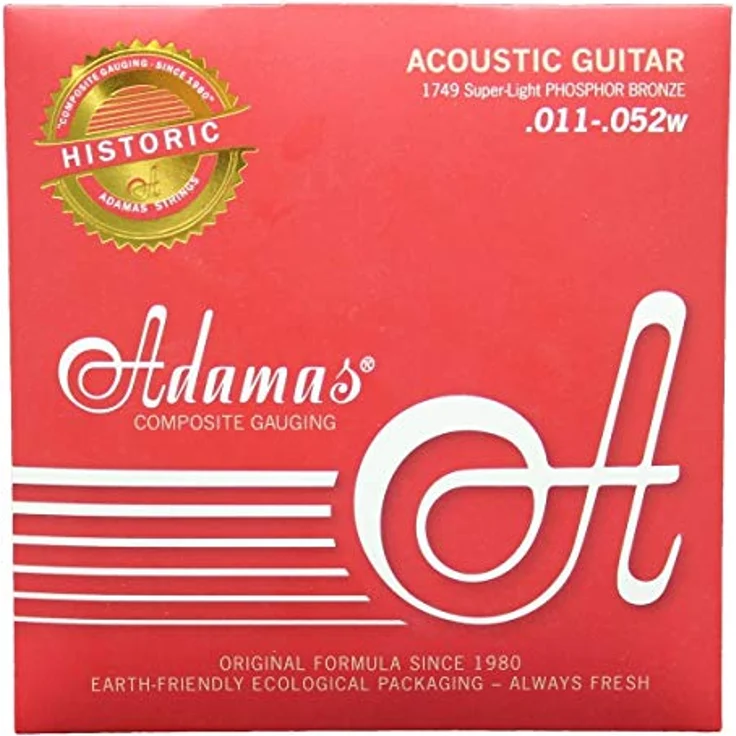 Adamas 1749 Historic Reissue, Phosphor Bronze Gitarrensaiten für Westerngitarre, Super-Light .011-.052, warmer und erdiger Ton, Verpackung – Bild 4