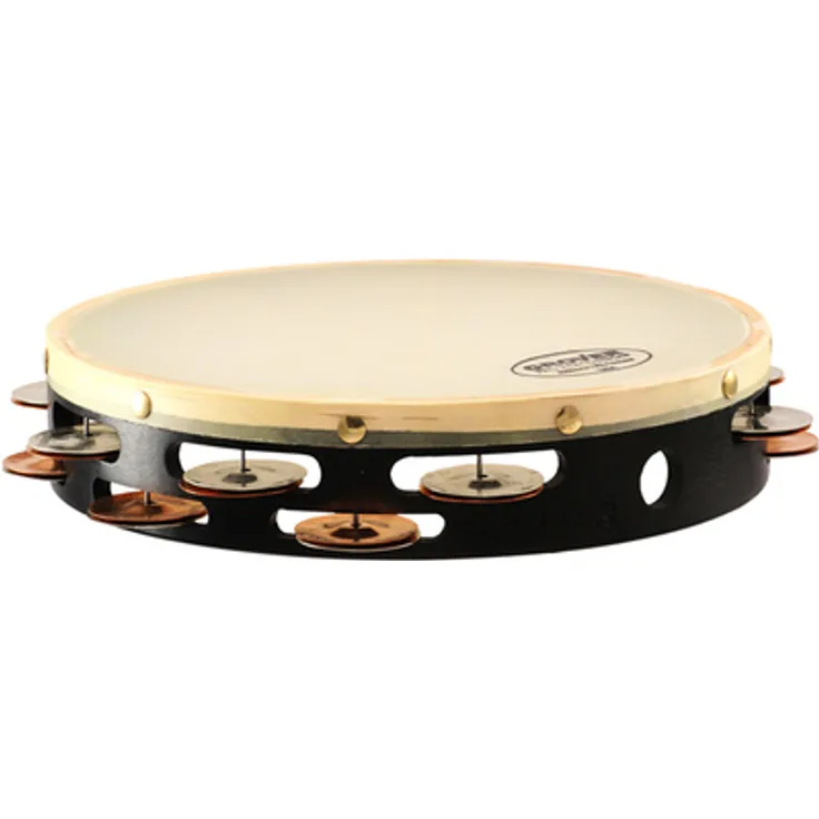Grover Pro Percussion T2/GsPh-X Tambourine, 10" mit Silber/Bronze Schellen, synthetisches Fell, massiver Hartholzkorpus