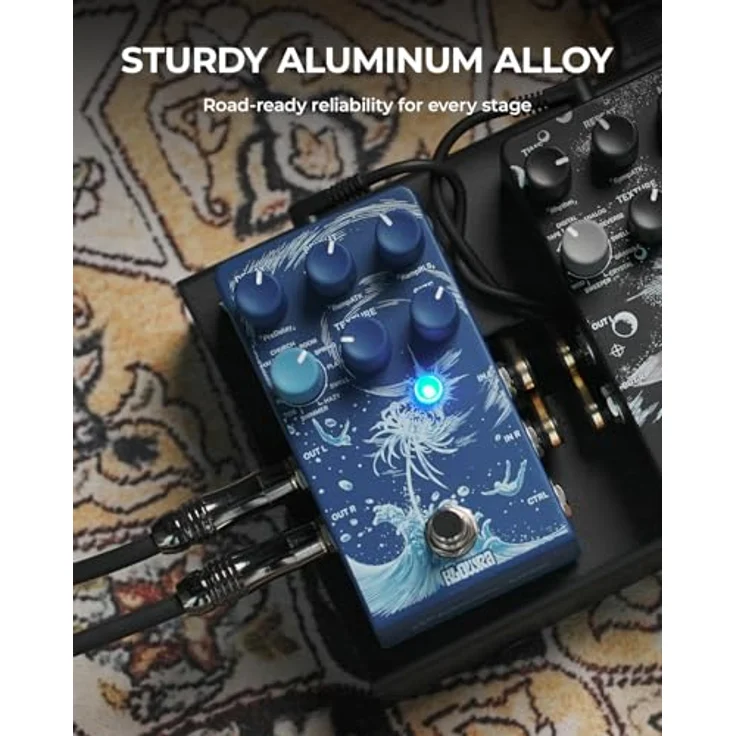 Klowra Limbo Stereo Reverb, Effektpedal mit 9 Stereo Reverb-Modi, 24-Bit Soundqualität und USB-C für Firmware-Updates – Bild 8