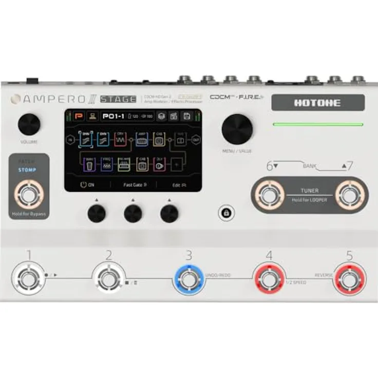 Hotone Ampero II Stage, Gitarren-Multieffekte Effektpedal mit 5" Touchscreen, 12 Effekten gleichzeitig, 90 Amp Models und integriertem Looper