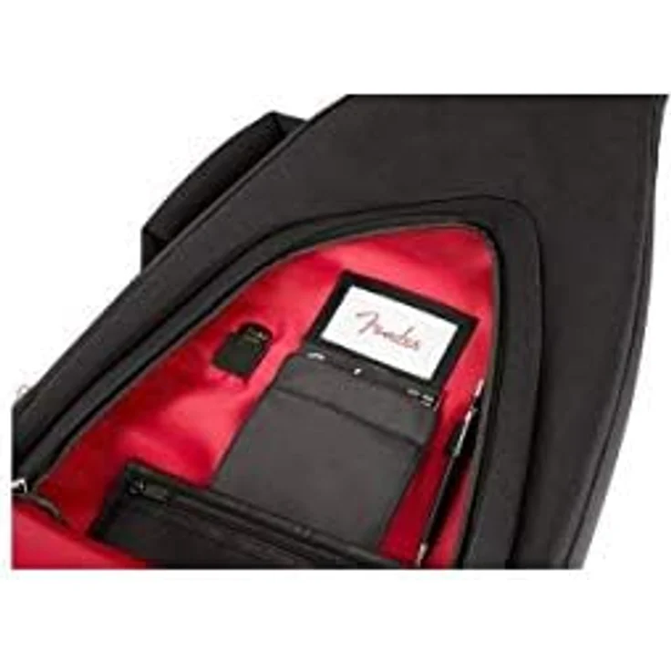 Fender FE620 E-Guitar Gig Bag, universelle Gitarrentasche aus 600 Denier Polyester mit 20mm Polsterung, ergonomischem Rucksackgurt und Gurtknopfschutz, Schwarz mit rotem Fender Logo – Bild 3