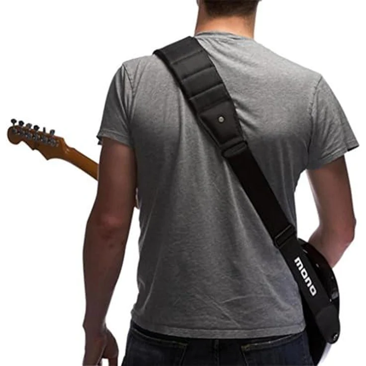 Mono Cases The Betty Strap Long, Gitarrengurt mit integrierter Plektrum Tasche, Sharkskin Nylon, verstellbar von 119 cm bis 150 cm, schwarz – Bild 4