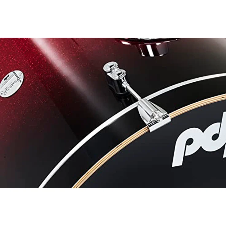 DW PDP CM7 Concept Maple, Schlagzeug-Set in Red to Black Sparkle Fade, 7-lagiges Ahornholz, Rock Version mit 22"x18" Bass Drum – Bild 2
