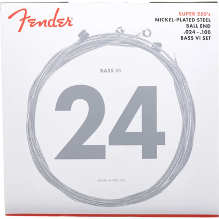 Fender Super 250 Bass VI, Nickel Plated Steel Gitarrensaiten, Satz mit 6 Saiten für E-Bass, 30" Mensur, Stärke 024-100