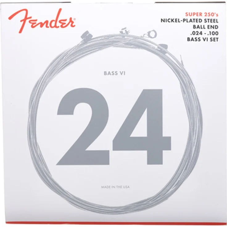 Fender Super 250 Bass VI, Nickel Plated Steel Gitarrensaiten, Satz mit 6 Saiten für E-Bass, 30" Mensur, Stärke 024-100
