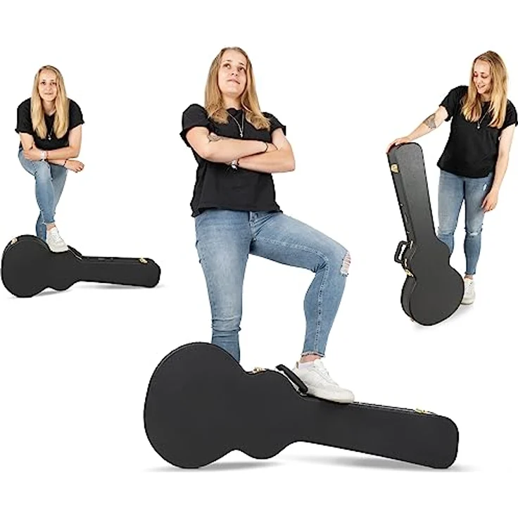 ROCKTILE E-Gitarrenkoffer Single Cut Style, robuster Hartschalen-Formkoffer mit gepolstertem Innenraum, 105 x 35 cm, 3,1 kg – Bild 4