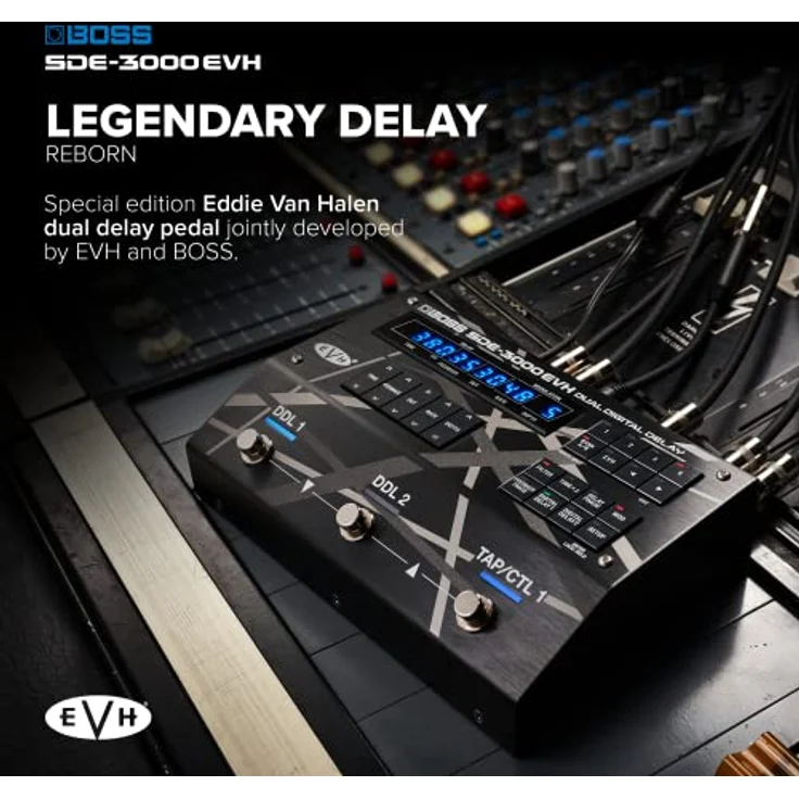 BOSS SDE-3000EVH Special Edition Eddie Van Halen Dual Digital Delay Pedal, 8 authentische EVH-Presets, Schwarz/Weiß – Bild 2