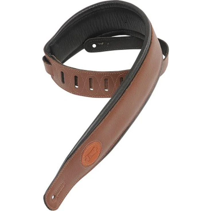 Levys Padded Garment Leather Strap MSS2-BRN, Gitarrengurt aus Bekleidungsleder, 3" Breite, braun, Längenverstellbar von 94 cm bis 130 cm, Made in Canada – Bild 2