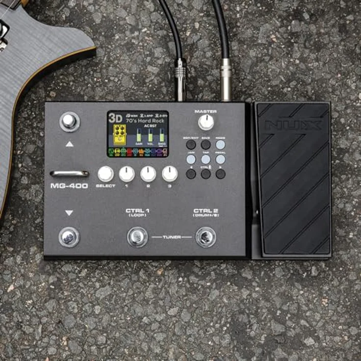 Nux MG-400, Gitarren-Multieffektpedal mit Dual 32-Bit-DSP, 25 Gitarrenamps, USB-Audiointerface und integriertem Expression Pedal – Bild 4
