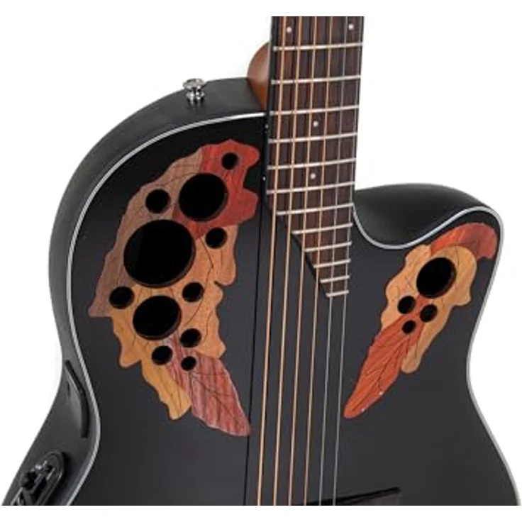 Ovation Celebrity Elite CE44-5-G, Westerngitarre mit massiver Fichte Decke, Schwarz Hochglanz, Cutaway, Slimline Pickup und OP-4BT Preamp mit eingebautem Stimmgerät – Bild 2