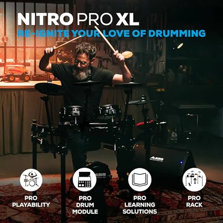 Alesis Nitro Pro XL, E-Drum Kit mit Mesh Heads, 10" Snare, 4x 8" Toms, Bluetooth Audio und 551 Sounds – Bild 2