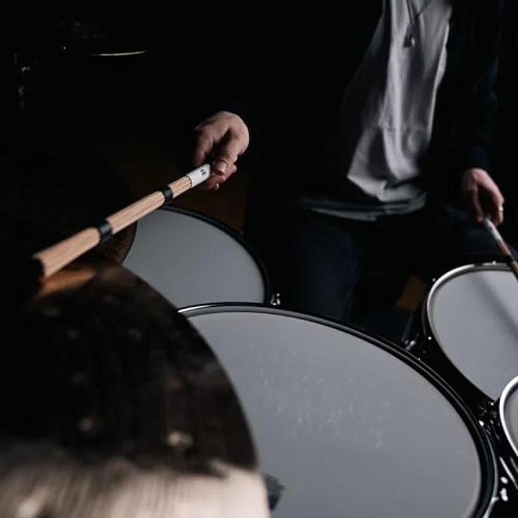 Meinl SB203 Multi-Rods Bamboo Light, leichte Bambus Drumsticks mit flexiblem Griff und Gummiringen zur Klangmodulation, 385 mm Länge, Made in Germany – Bild 2