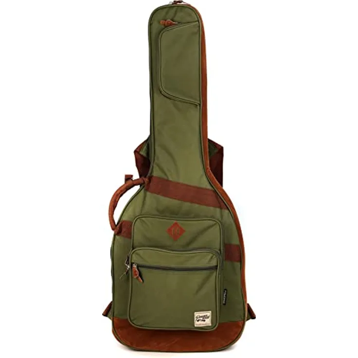 Ibanez IGB541-MGN Powerpad Gigbag für E-Gitarre, 15mm Polsterung, stoßdämpfendes Powerpad, Moss Green, mit Zubehörfächern und Rucksackgarnitur