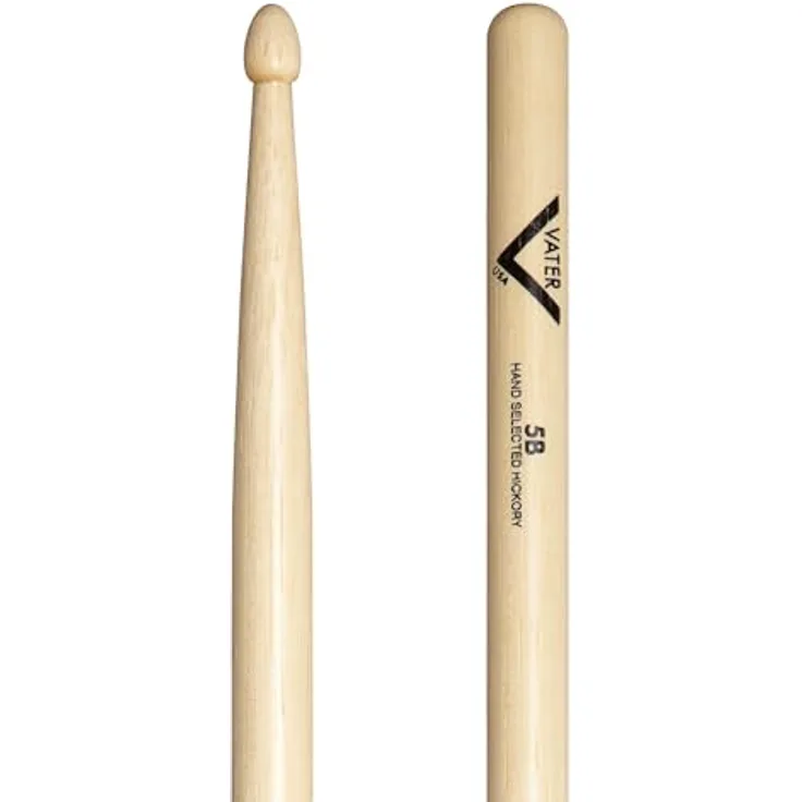 Vater 5B Drum Sticks, American Hickory Holz, 16" Länge, 0,605" Durchmesser, Holz Kopf