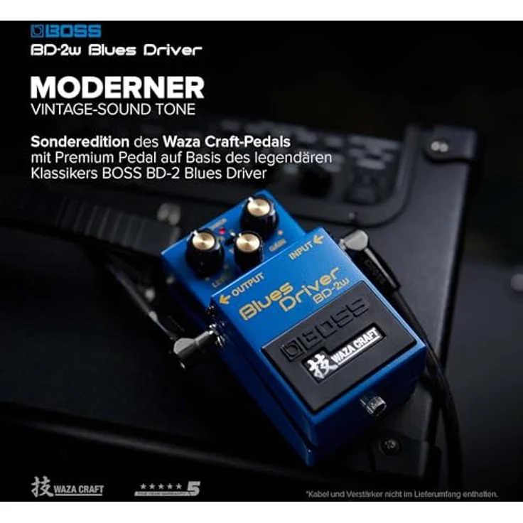 Boss BD-2w Blues Driver, Overdrive-Pedal der Waza Craft Serie mit analoge Schaltung, Level-, Tone- und Gain-Regler, Standard- und Custommode, Made in Japan – Bild 2