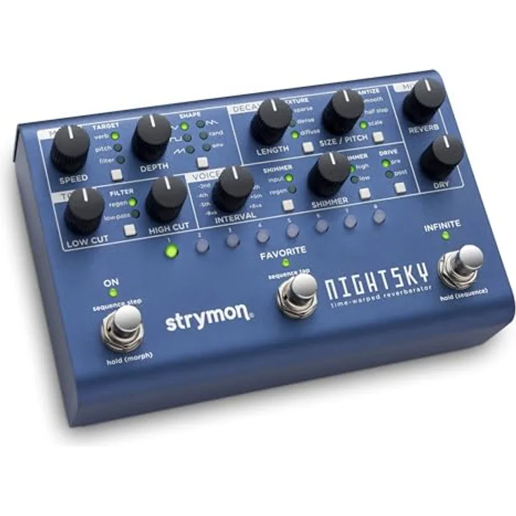 Strymon Nightsky Reverb, Gitarren-Effektpedal mit 3 Reverb-Typen, 16 Presets, Mod- und Tone-Sektionen