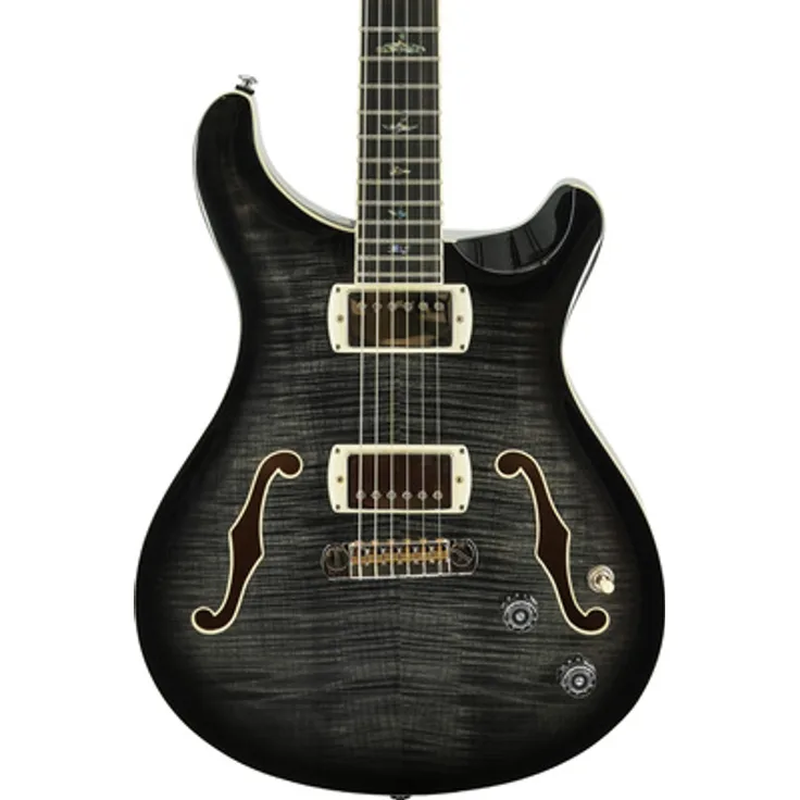 PRS SE Hollowbody II LTD CB, E-Gitarre in Charcoal Burst mit geflammter Ahorn Decke und 2x PRS 58/15 LT "S" Tonabnehmer