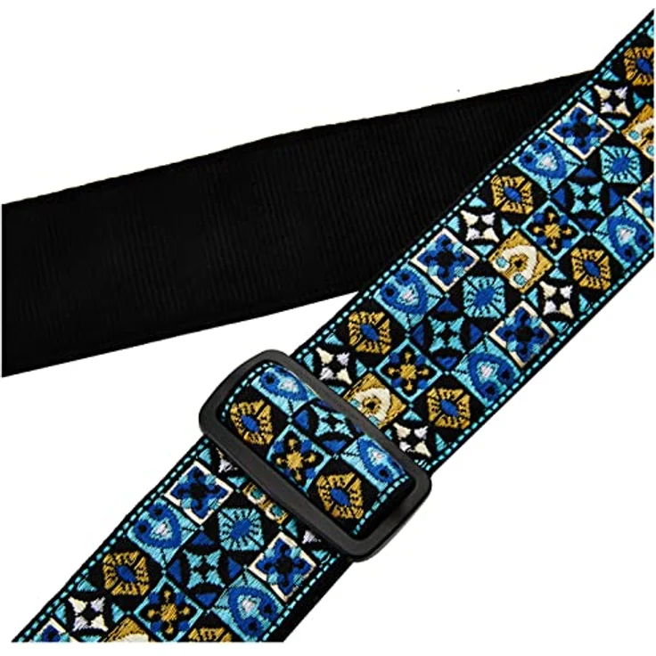 Fender Festival Collection Strap Blue, Gitarrengurt aus reißfestem Polypropylen, verstellbar von 80 cm bis 148 cm, mit Lederenden und Fender Logo, Breite 5 cm – Bild 5