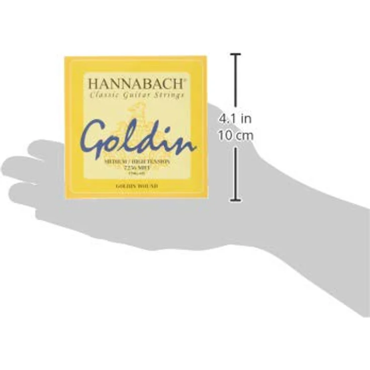 Hannabach Klassikgitarrensaiten Serie 725 MHT Goldin, E6, Medium/High Tension, hochwertige Nylon-Multifilament-Bass-Saiten, made in Germany – Bild 3