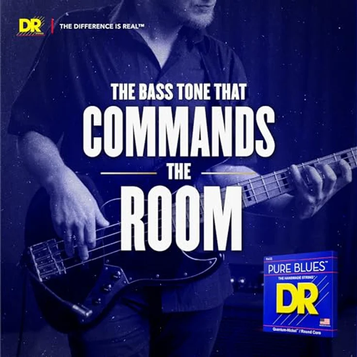 DR Strings Pure Blues PB5-130, E-Bass Saiten 5-Saiter Set, Quantum Nickel, Round Core, Medium/Heavy 45-130, handgefertigt in den USA – Bild 3
