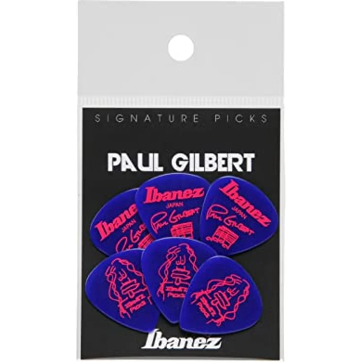 Ibanez Paul Gilbert Pick Set JB - 6P, Original Signature Plektren, Set mit 6 Stück, 1,00mm, blau – Bild 2