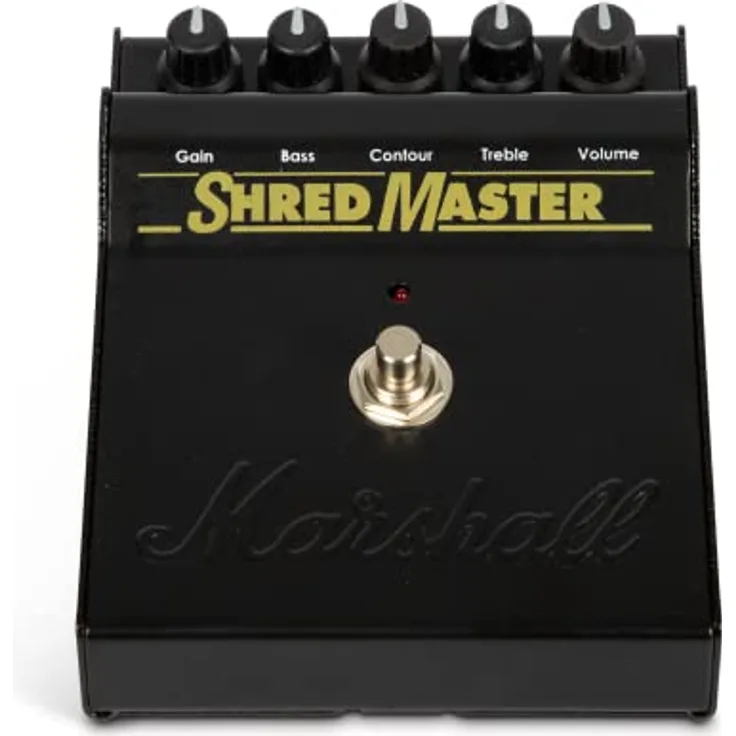 Marshall Shredmaster, Distortion Effektpedal für E-Gitarre, neuauflage des legendären Originals mit Gain, Bass, Contour, Treble und Volume Reglern, Made in UK