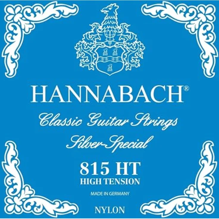 Hannabach 815HT Blue, Nylonsaiten für klassische Gitarre, starke Spannung, blau