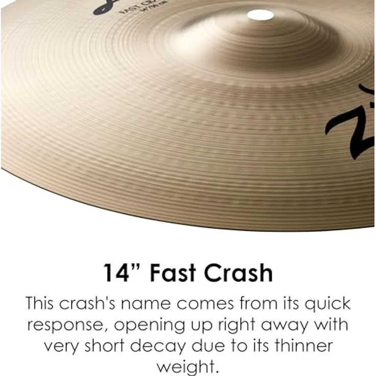 Zildjian 14" A-Series Fast Crash, Schnell Ansprechendes Schlagzeugbecken mit Voller und Lebendiger Klangfarbe – Bild 3