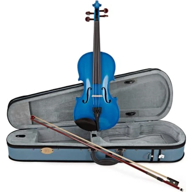 Stentor SR1401 Harlequin Violine 4/4 AB, massive Fichtendecke, Ahornzargen, schwarz gebeiztes Hartholzgriffbrett, Farbe: Atlantic Blue, inkl. Koffer und Bogen – Bild 1