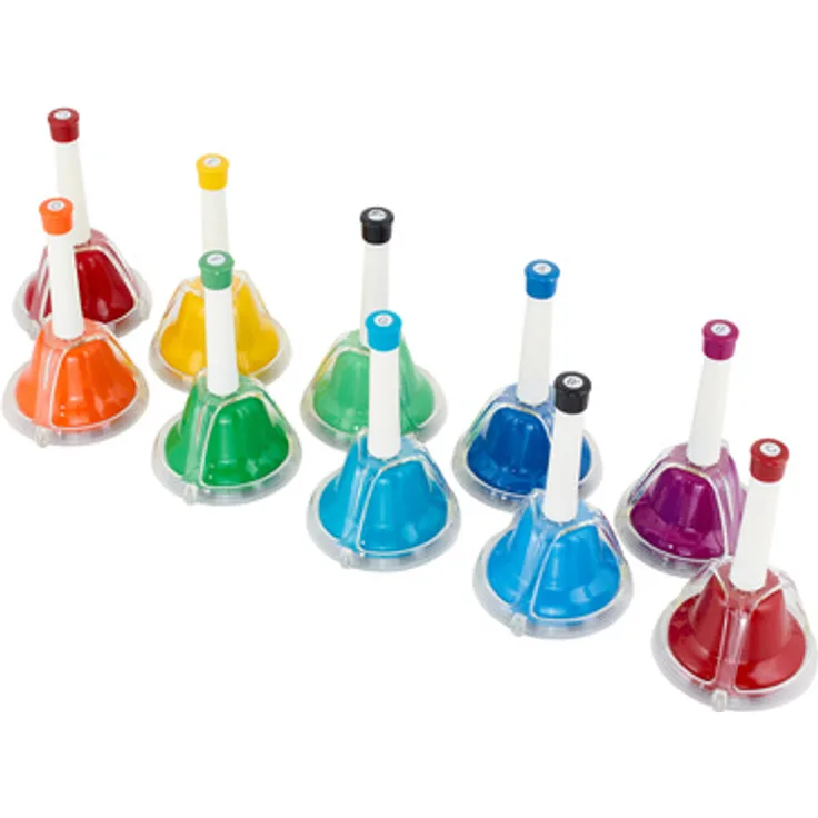 Goldon 33898 Combination Bells, 10 Klangglocken mit Griff, bunt, einschließlich Transporttasche