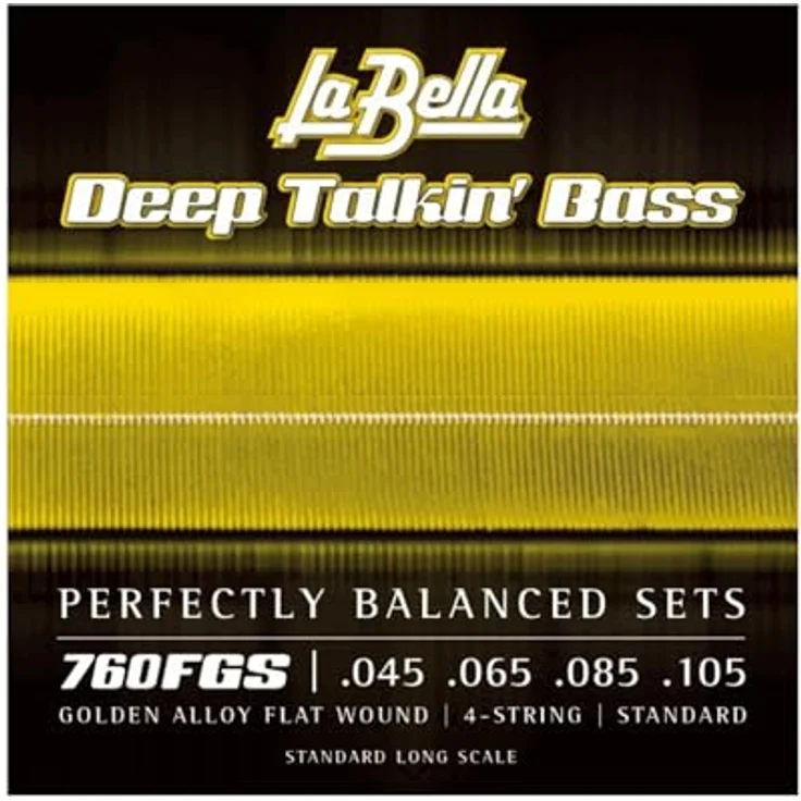 La Bella 760FGS Gold Flats, Flach gewickelte Basssaiten mit .045/.105 Lehre, handpoliert, goldene Legierung, hergestellt in den USA – Bild 1