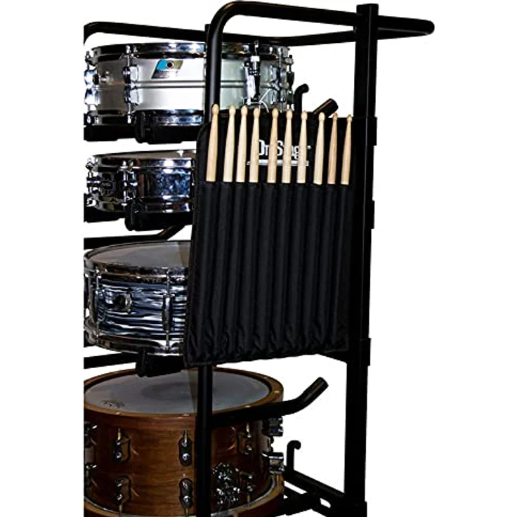 On-Stage DRS9000 Snare Drum Rack, aus hochwertigem Stahl für bis zu fünf Snare Drums bis 16", schwarz mit Rollen – Bild 6