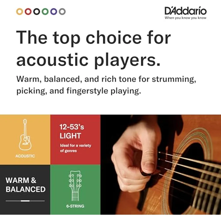 D'Addario EJ38, 12-String Phosphorbronze-Saiten für Akustikgitarren, Light, 10-47, korrosionsbeständig, warmer Klang – Bild 3