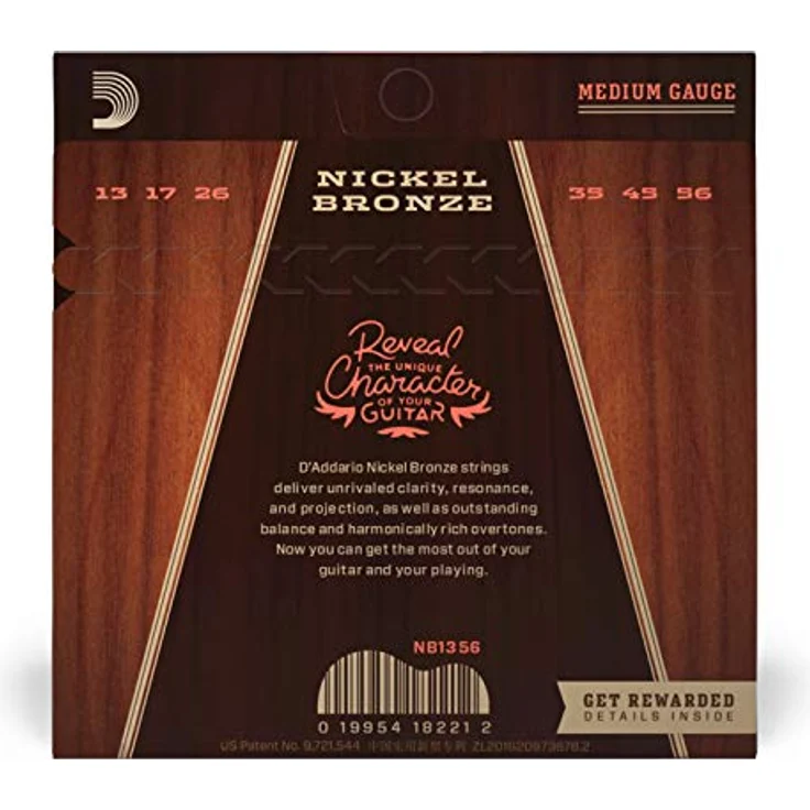 D'Addario NB1356 Nickel Bronze Akustikgitarrensaiten, Medium (13-56) für Westerngitarren – Bild 2